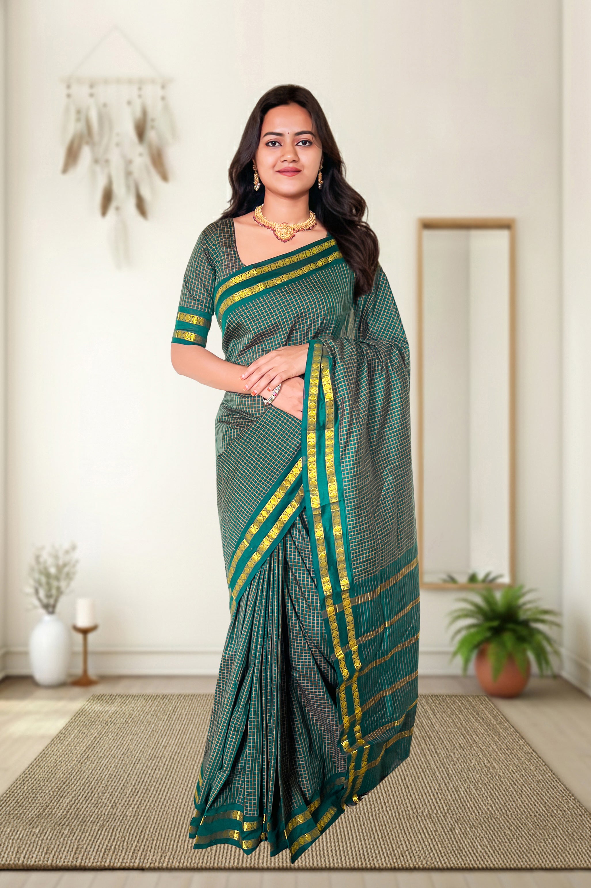 Kalyani Checked Cotton Saree