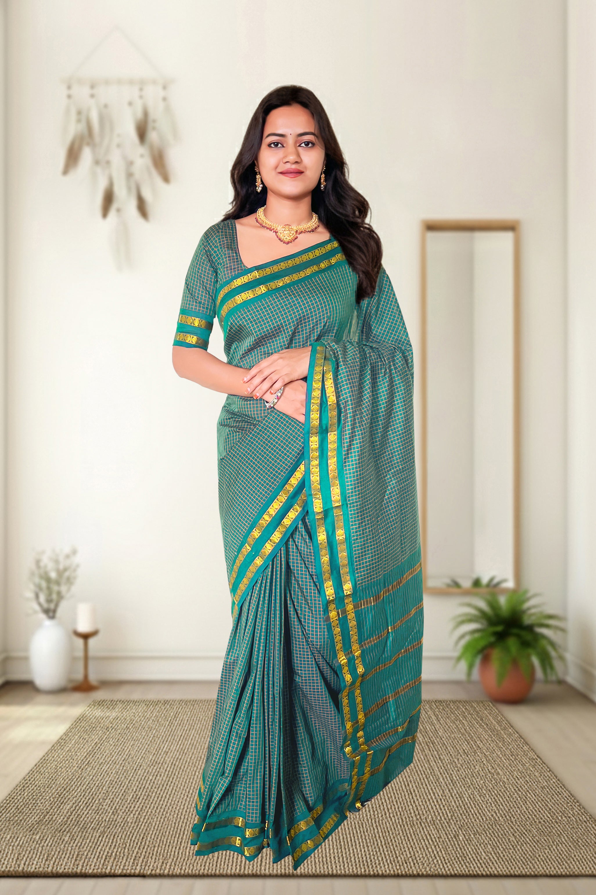 Kalyani Checked Cotton Saree
