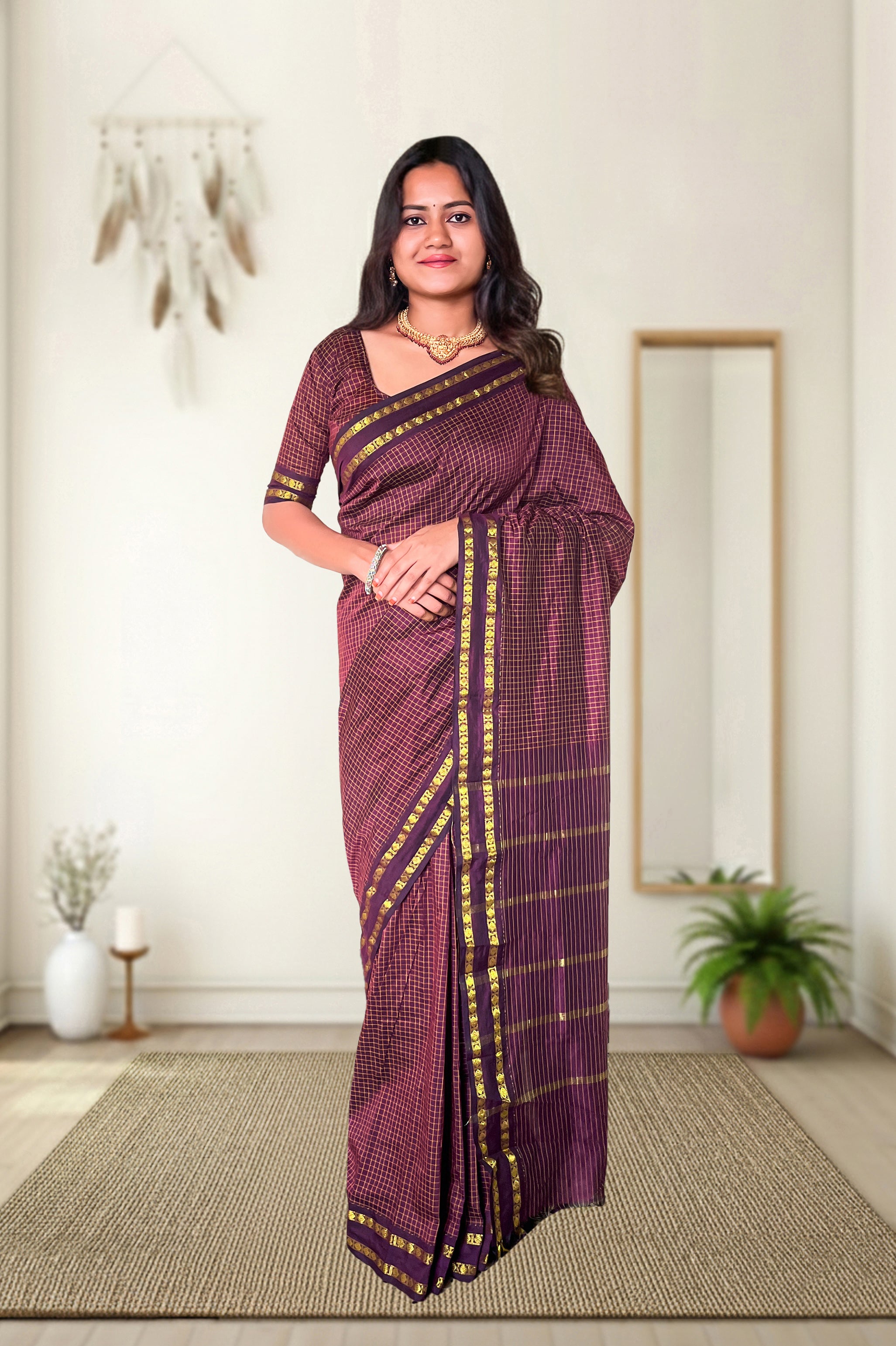 Kalyani Checked Cotton Saree