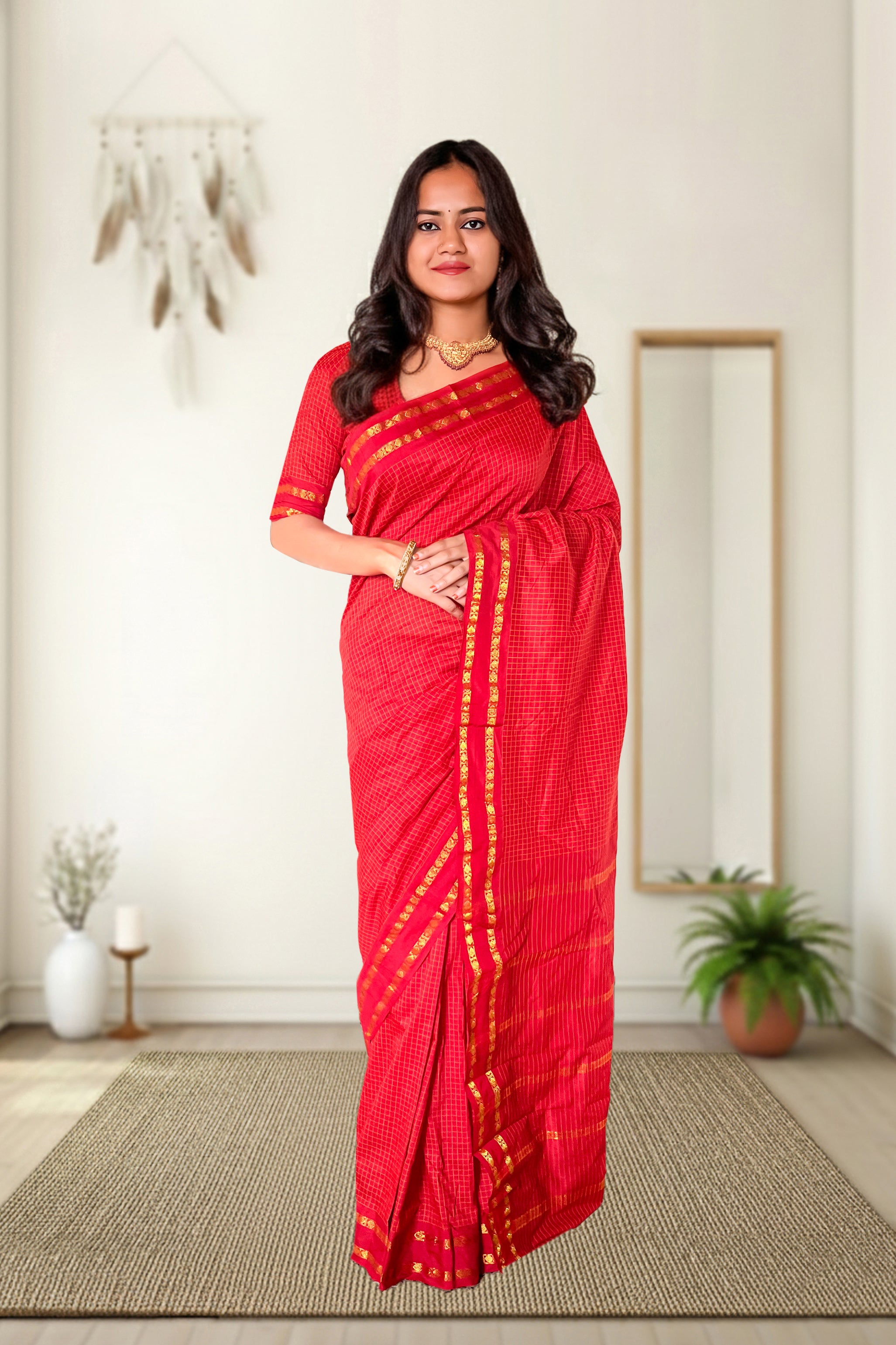 Kalyani Checked Cotton Saree
