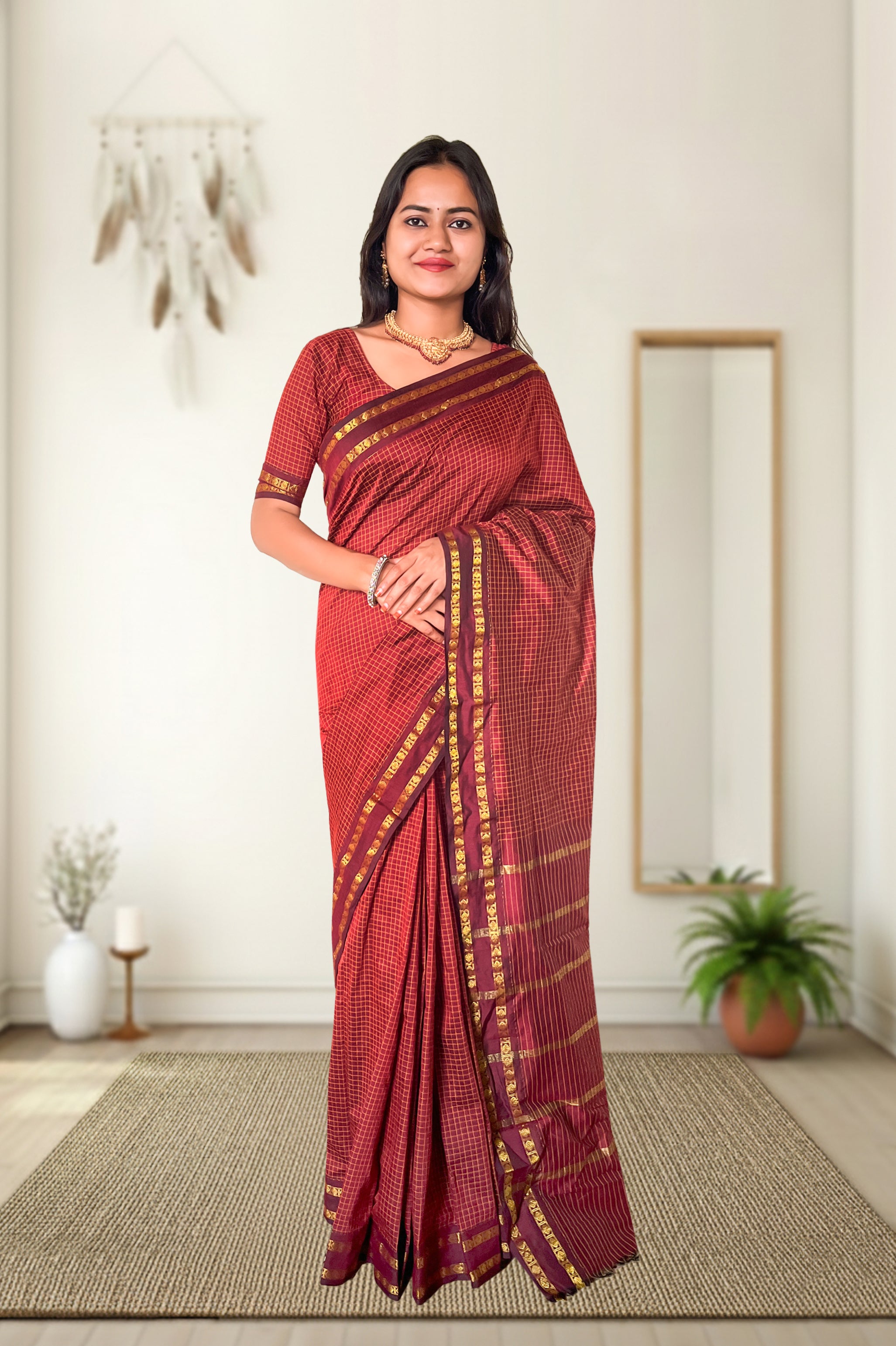 Kalyani Checked Cotton Saree