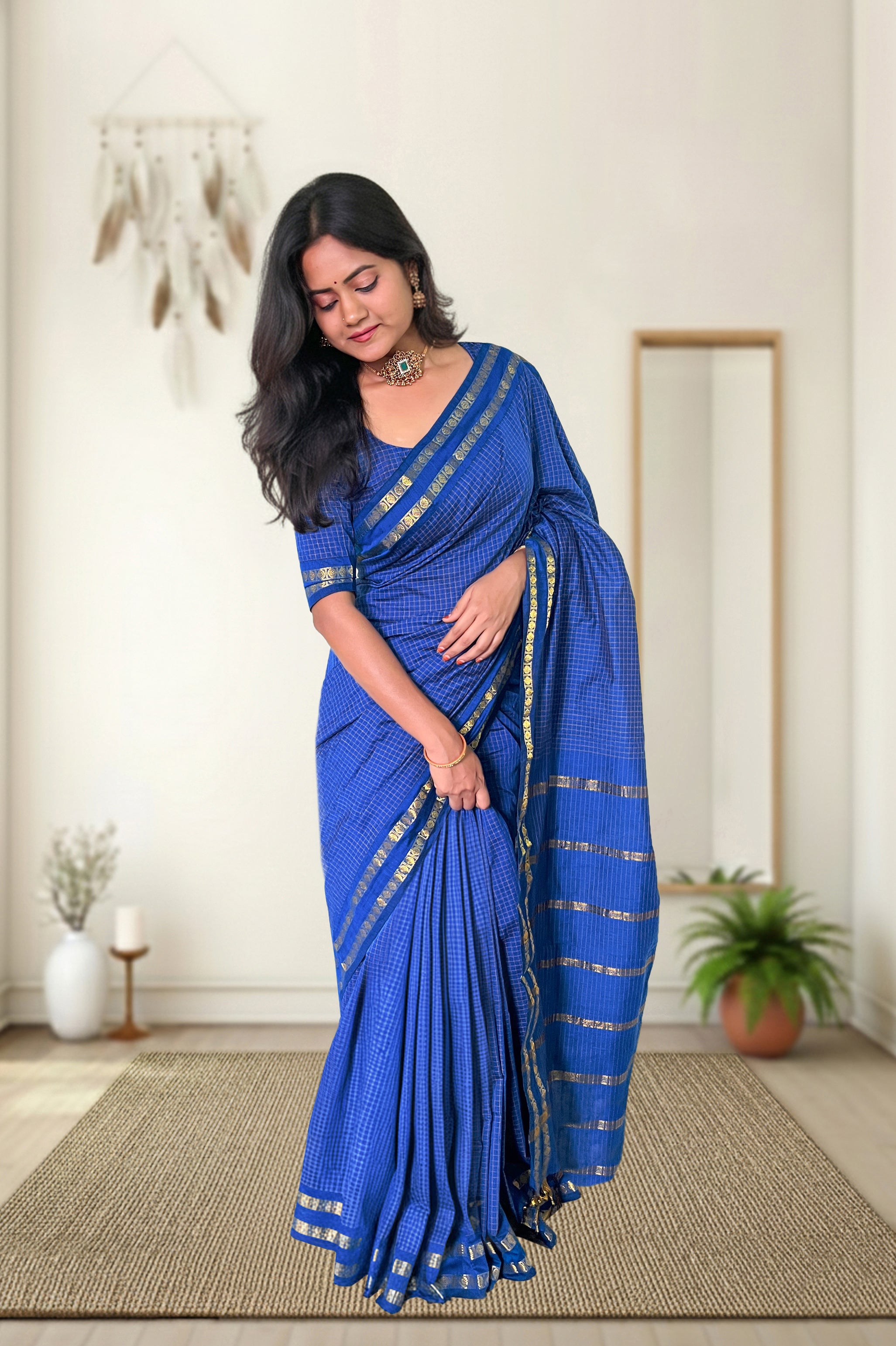 Kalyani Checked Cotton Saree