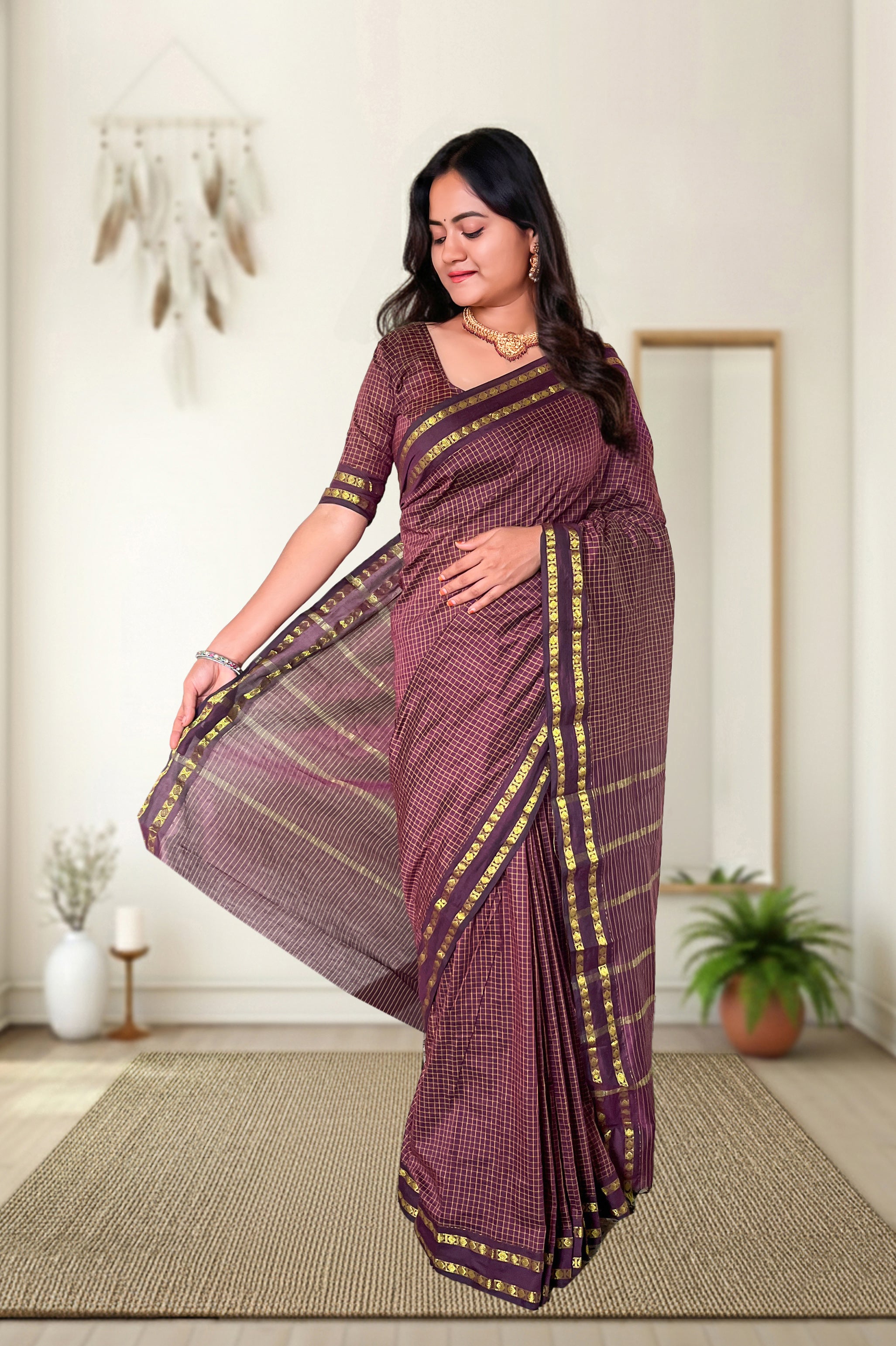 Kalyani Checked Cotton Saree