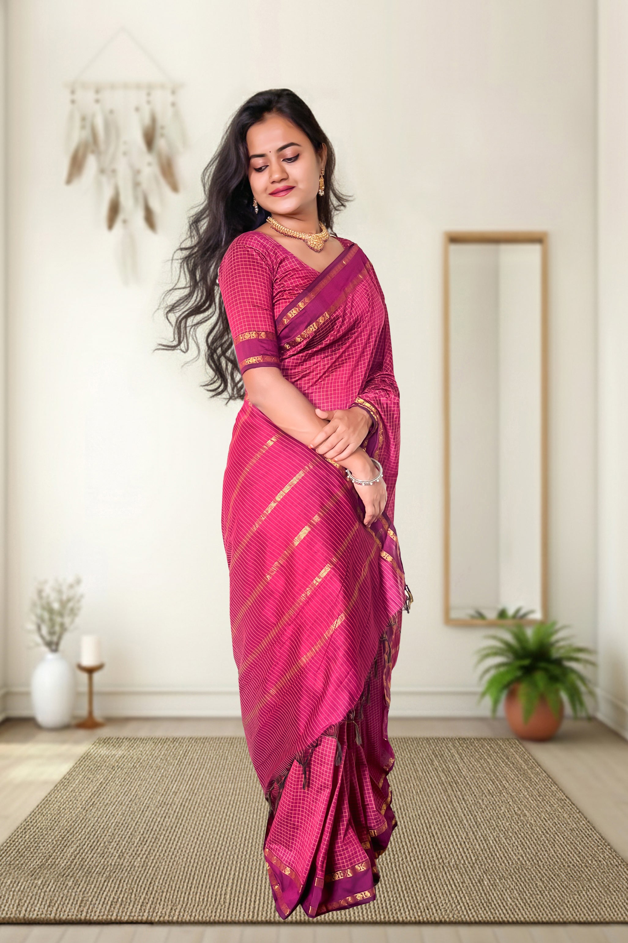 Kalyani Checked Cotton Saree