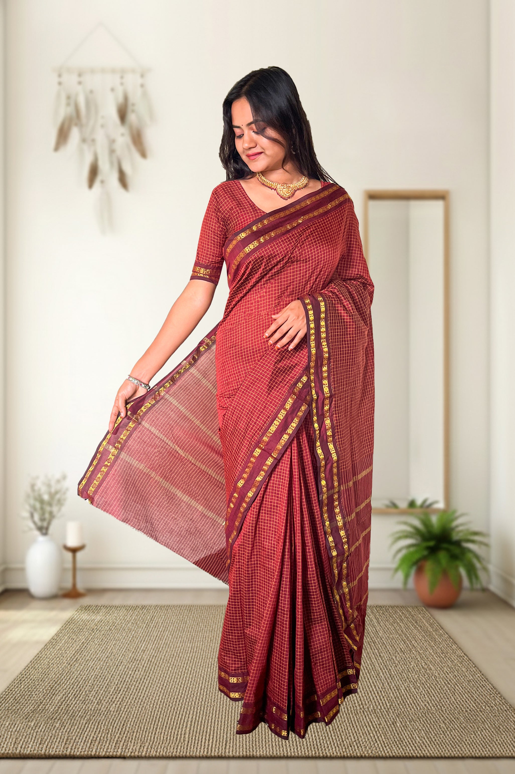 Kalyani Checked Cotton Saree