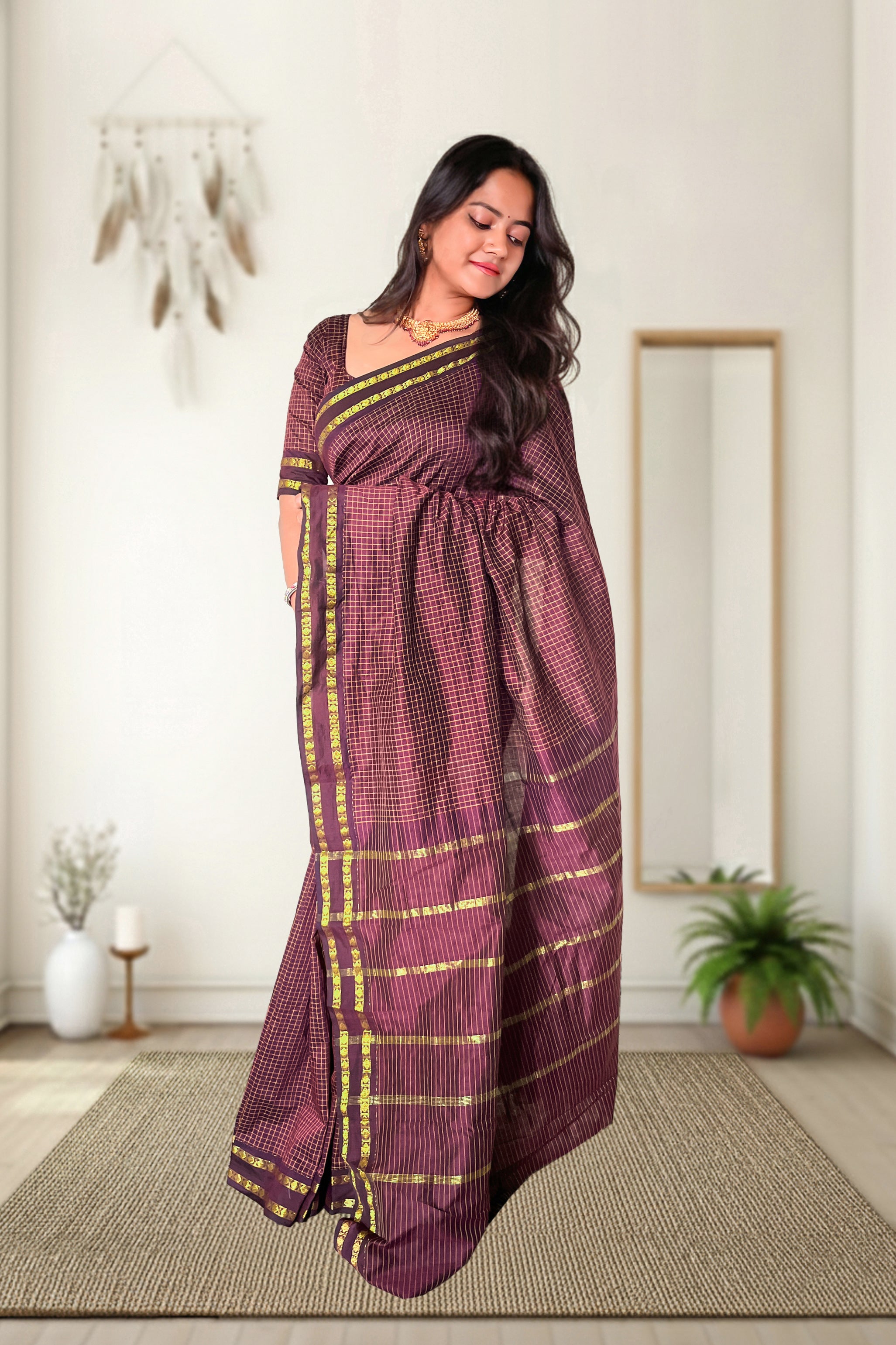 Kalyani Checked Cotton Saree