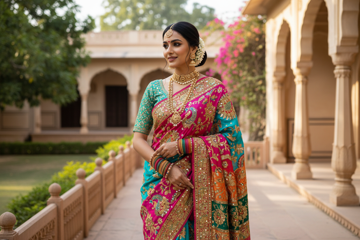 girl wearing saree image
