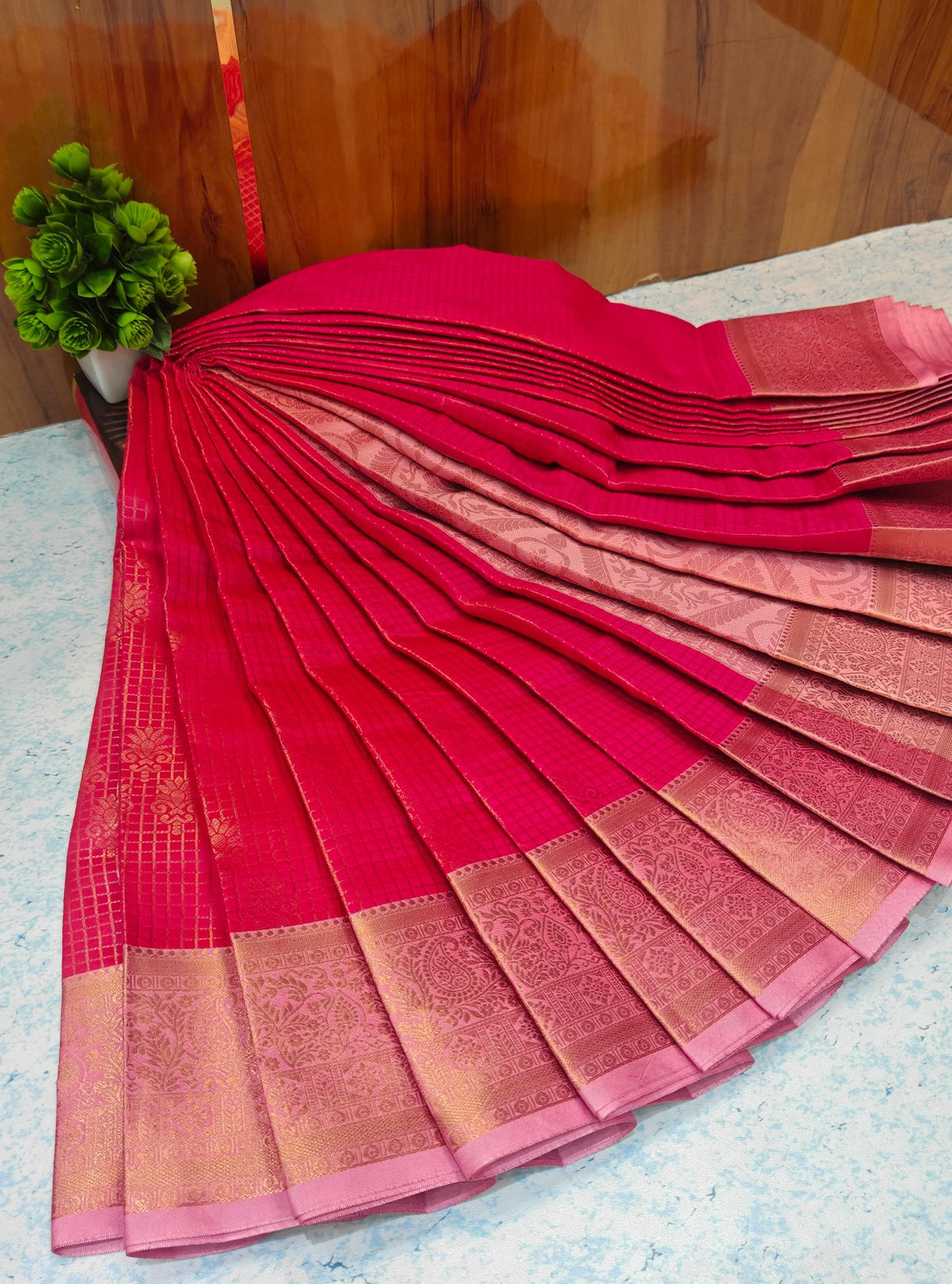 Bridal Soft Checked Silk BSCC1