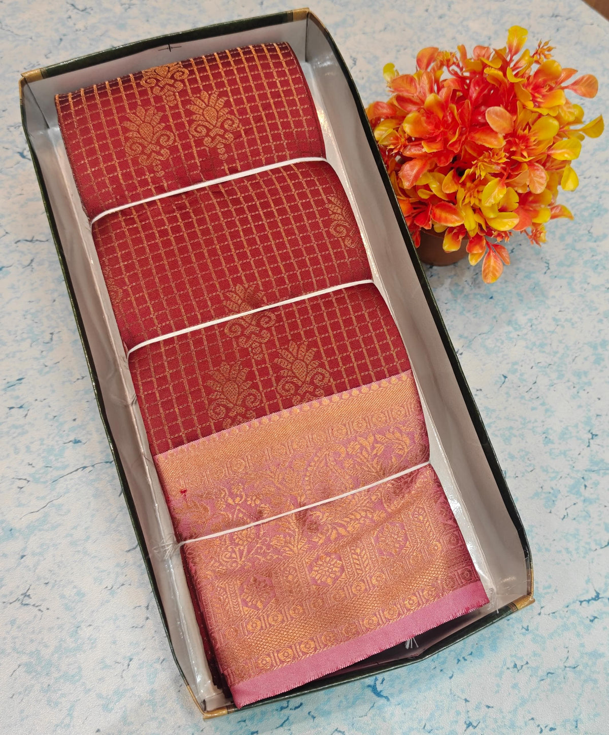 Bridal Soft Checked Silk BSCC15