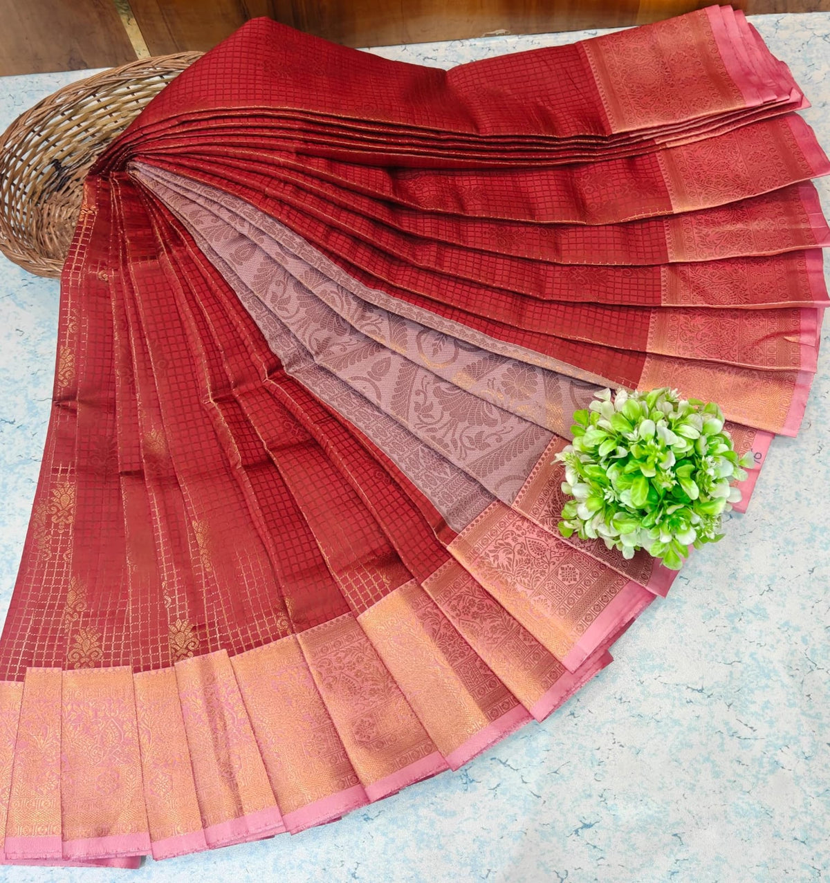 Bridal Soft Checked Silk BSCC15